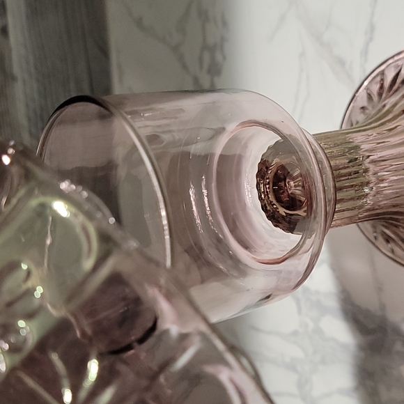 Send Me Offers! Vintage Pink Purple Gold Iridescent Glass Fairy Lamp 3 PC Set - Picture 5 of 11